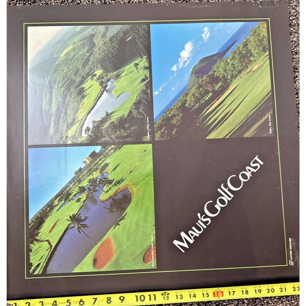 Maui's Golf Coast United Airlines Poster Hawaii Royal Kaanapali Kapalua Wailea